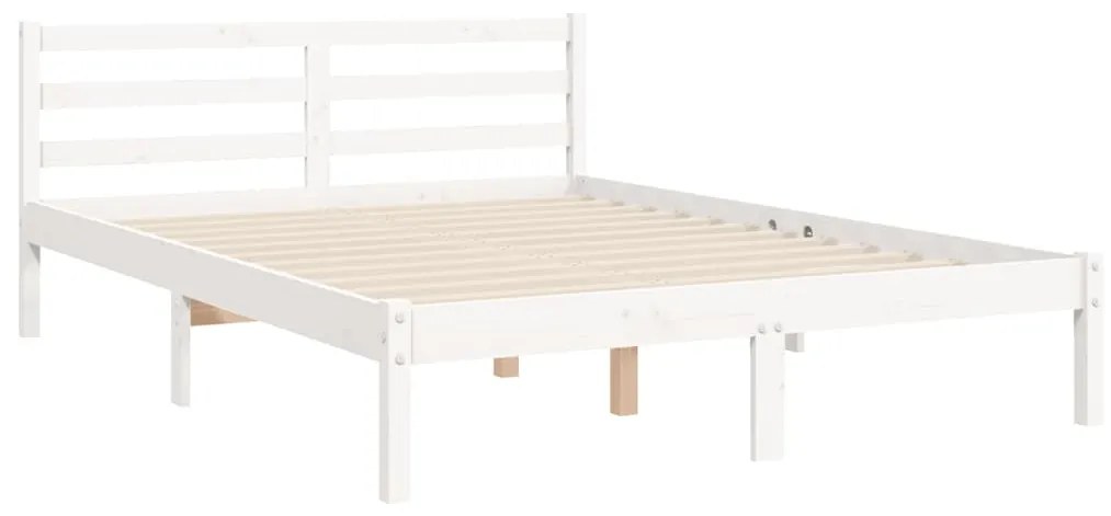 Estrutura de cama com cabeceira 140x190cm madeira maciça branco