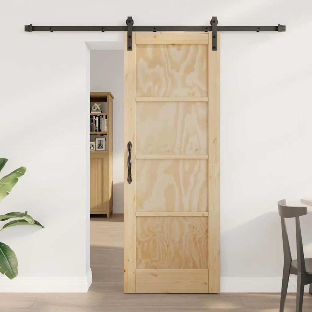 vidaXL Porta Deslizante Manual Natural e preto 73,5 x 198,5 cm