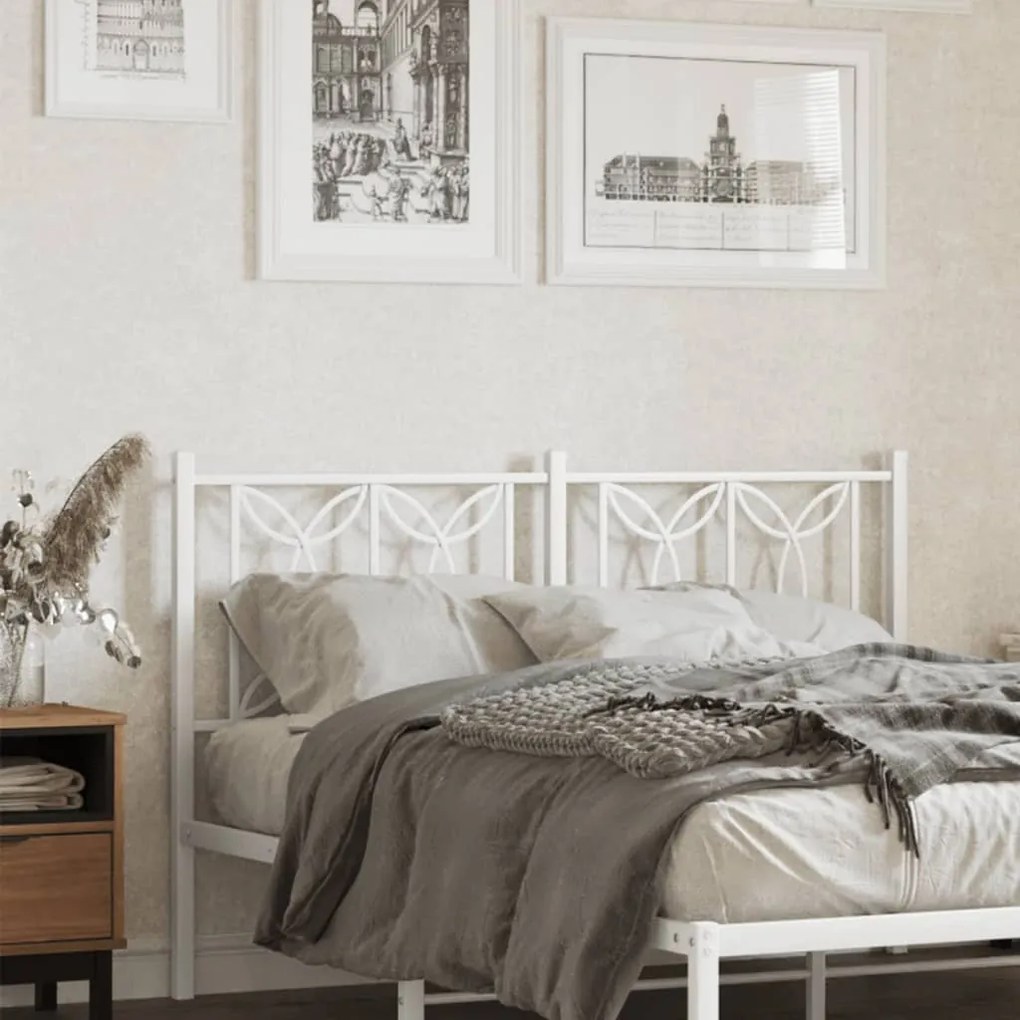 vidaXL Cabeceira de cama 135 cm metal branco