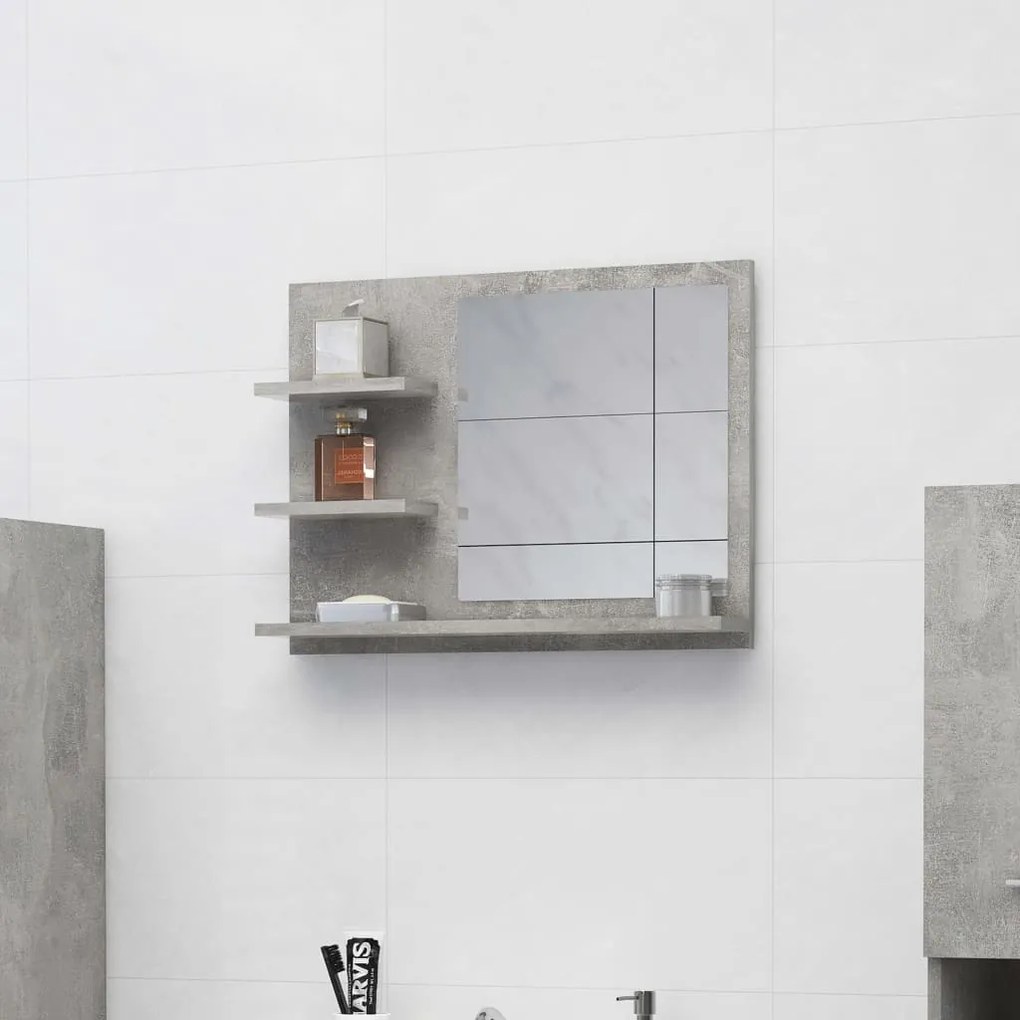 vidaXL Espelho de casa de banho 60x10,5x45 cm contrapl. cinza cimento