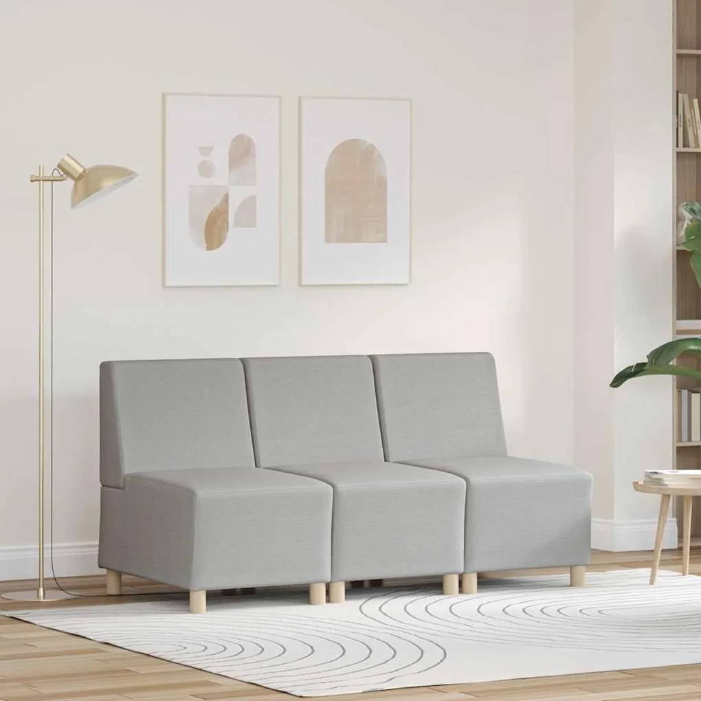 vidaXL Cadeira de Sofá Cinza Claro 55 cm em Tecido 3 pcs Cinza Nuvem