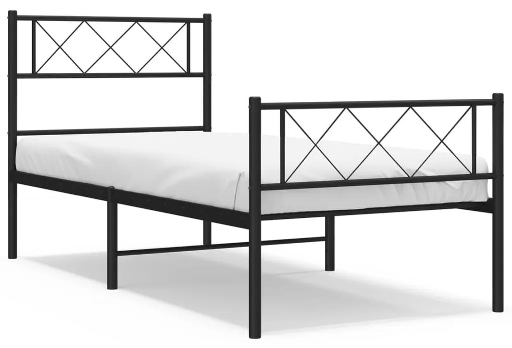 Estrutura de cama com cabeceira e pés 90x190 cm metal preto