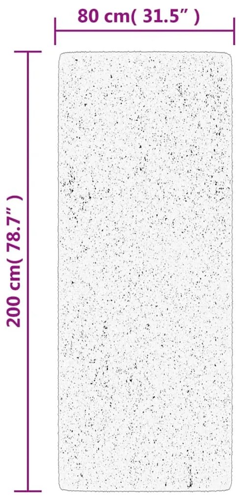 Tapete shaggy de pelo alto PAMPLONA 80x200 cm preto e creme