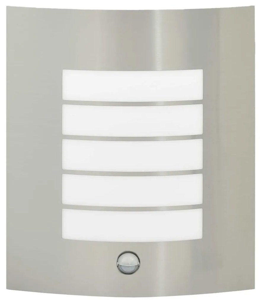 Luz de Parede Externa com Sensor 2 pcs Prata Aço Inoxidável IP44