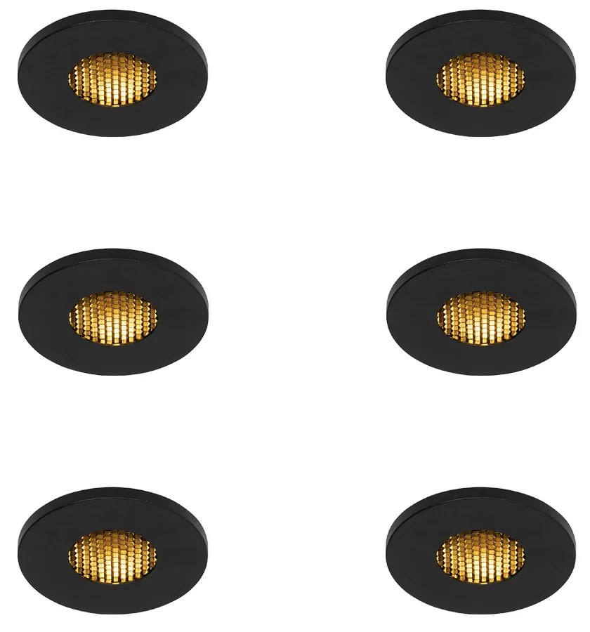 Conjunto de 6 focos embutidos modernos para casa de banho pretos IP54 - Shed Honey