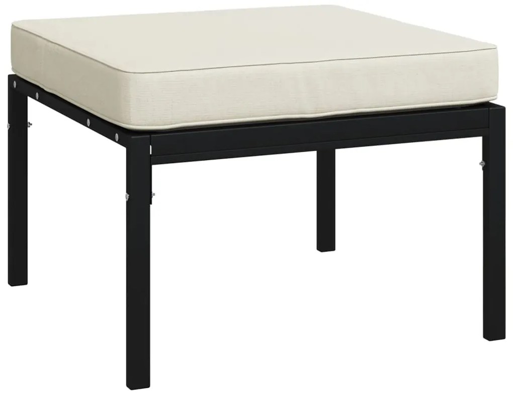 9 pcs conjunto lounge de jardim aço c/ almofadões areia