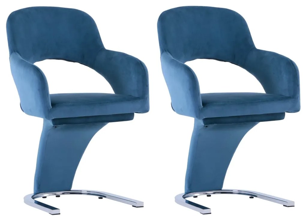 vidaXL Cadeiras de jantar 2 pcs veludo azul
