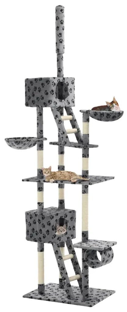 vidaXL Árvore p/ gatos c/ postes arranhadores sisal 230-260cm cinzento