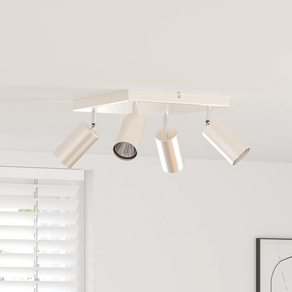 vidaXL Holofote de Teto 4 Vias Ajustáveis Níquel Escovado GU10