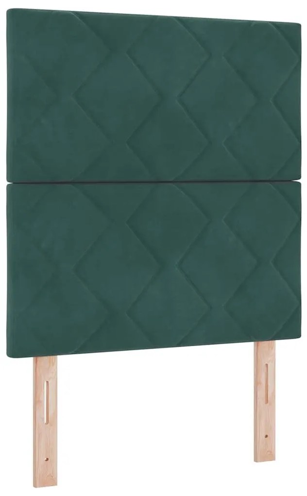 Cama Box com Colchão e LED Verde Escuro 80x200 cm Veludo