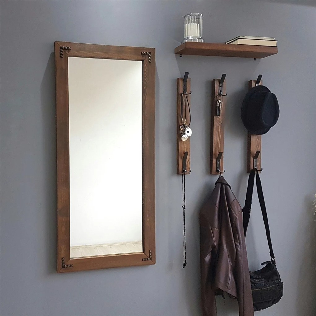 Hall Stand V109 – Walnut – Prateleira: 50x15 cm, Espelho: 50x110 cm, G