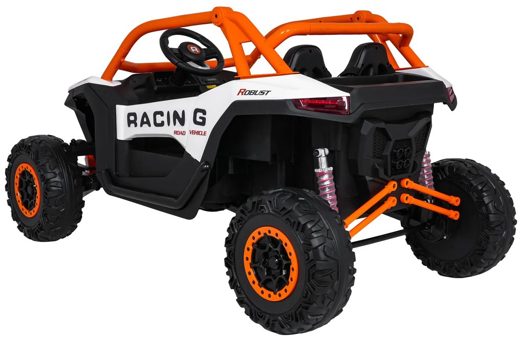Carro elétrico para Crianças 4X4 2 Lugares 24V RACING Road 2000, Pneus	Espuma EVA, Assento couro ecológico Branco