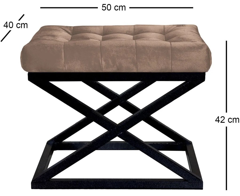 Pouffe Capraz – Preto e Castanho – 50x42x40 cm