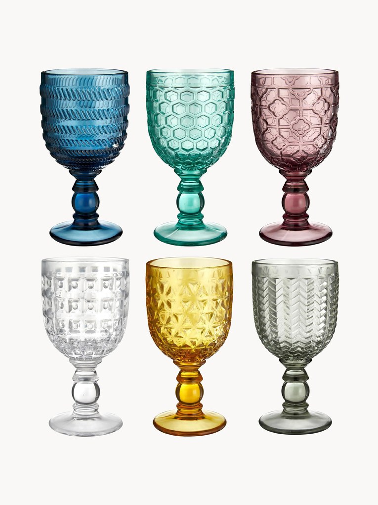 Copos de vinho com relevo Geometrie, conjunto de 6