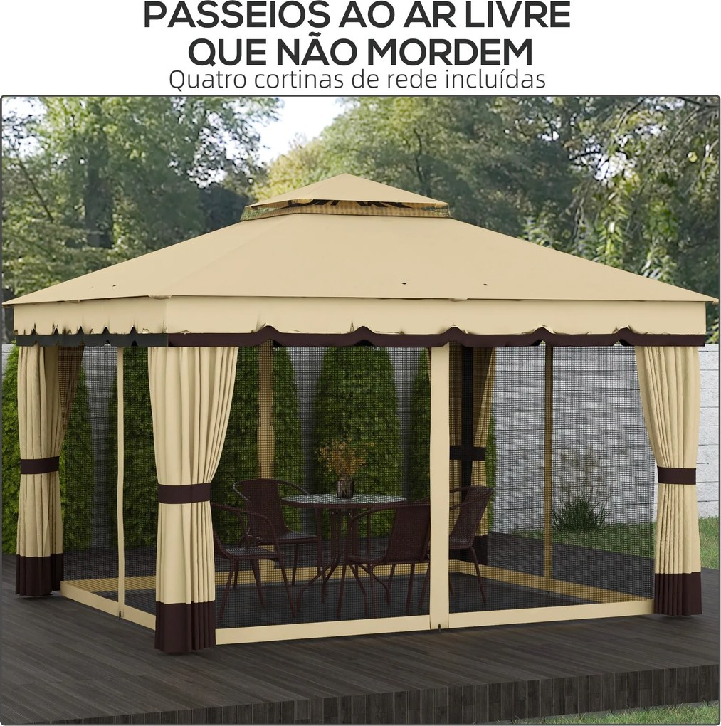 Pérgola de Jardim 370x300x275 cm Pérgola de Exterior com 4 Paredes Lat
