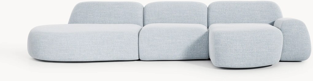 Sofá de canto modular em bouclé com chaise longue Wolke (4 lugares)