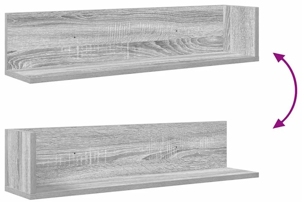Prateleiras de parede 2pcs derivados de madeira cinzento sonoma
