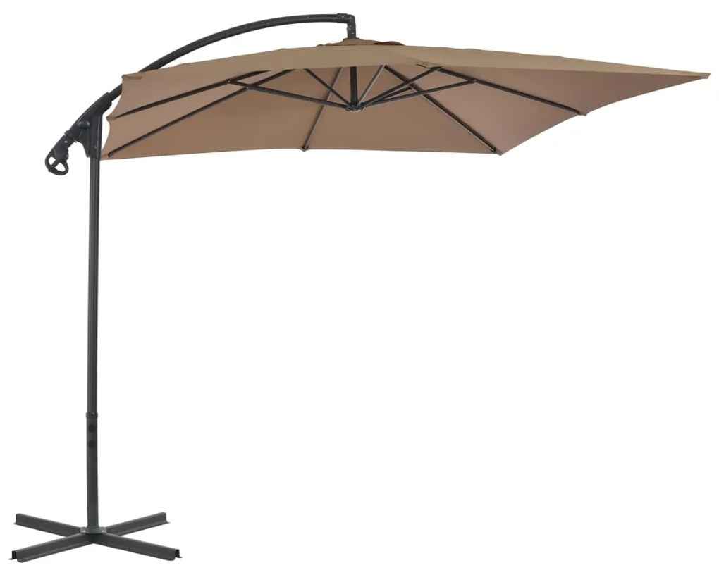 Guarda-sol cantilever com poste de aço cinzento-acastanhado