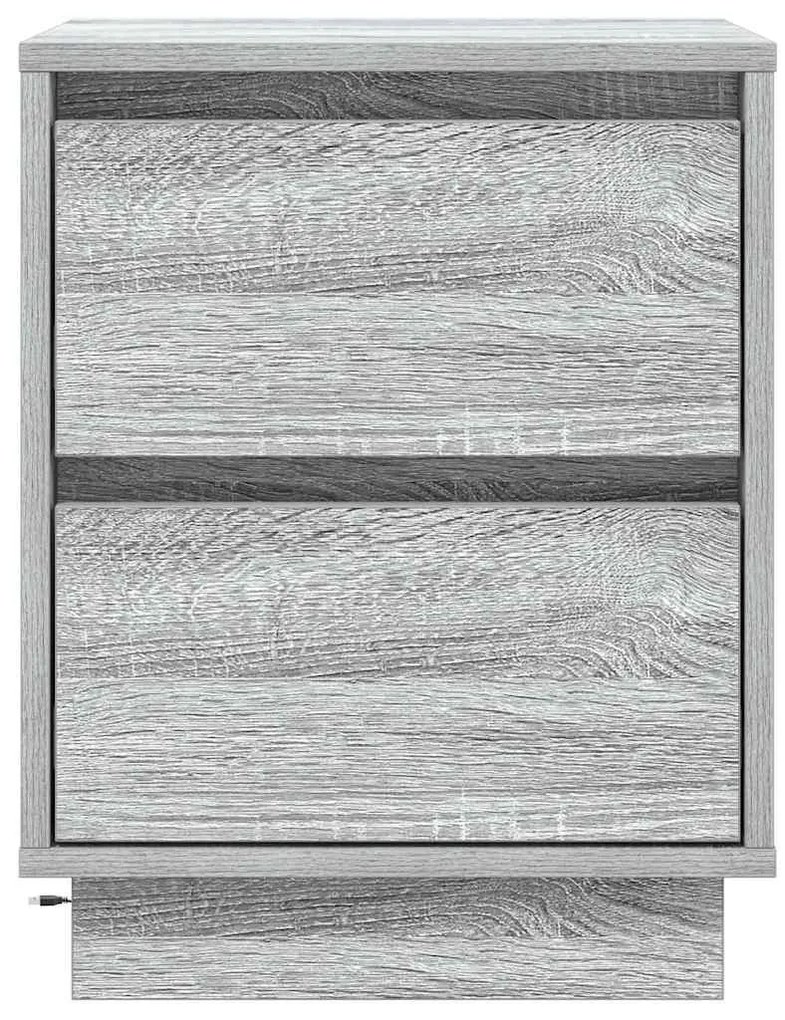 Criado-Mudo com Luzes LED Cinza Sonoma 39x34,5x50 cm