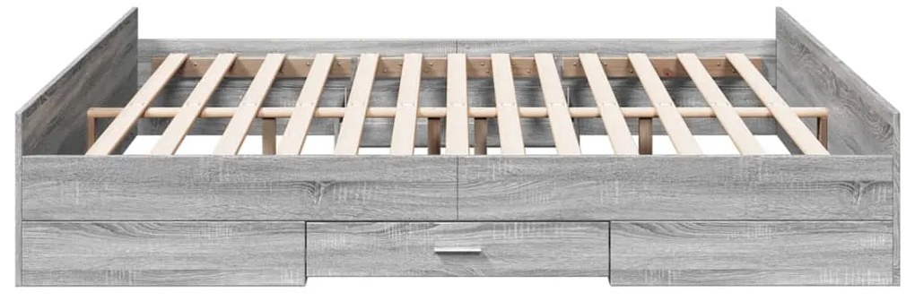 Estrutura de cama c/ gavetas derivados madeira cinza sonoma