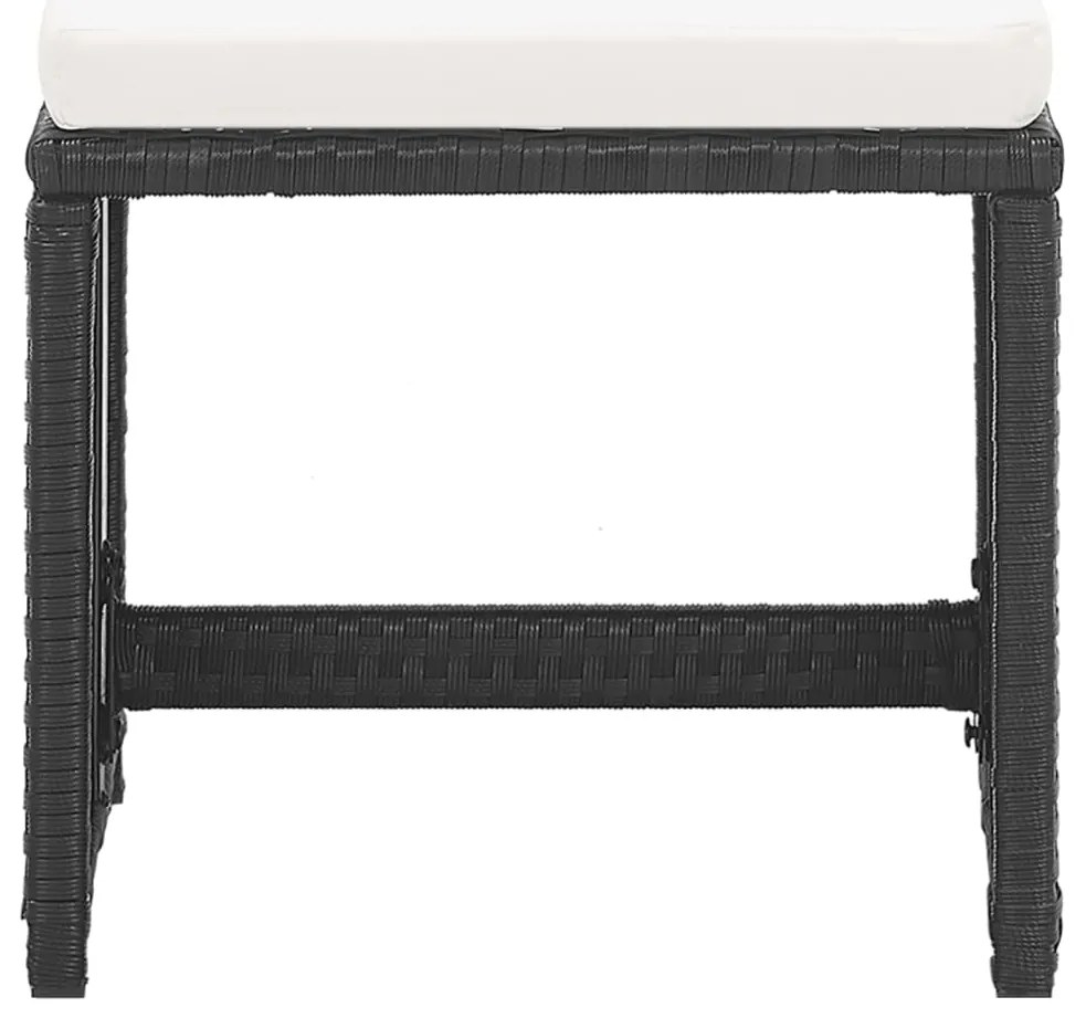 Bancos de jardim 2 pcs com almofadões em vime PE preto