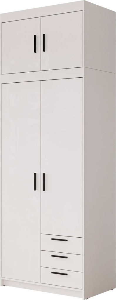 Roupeiro Novduni 113, Branco, 246x90x53cm, 85.3 kg, Portas para roupeiro: Com dobradiças