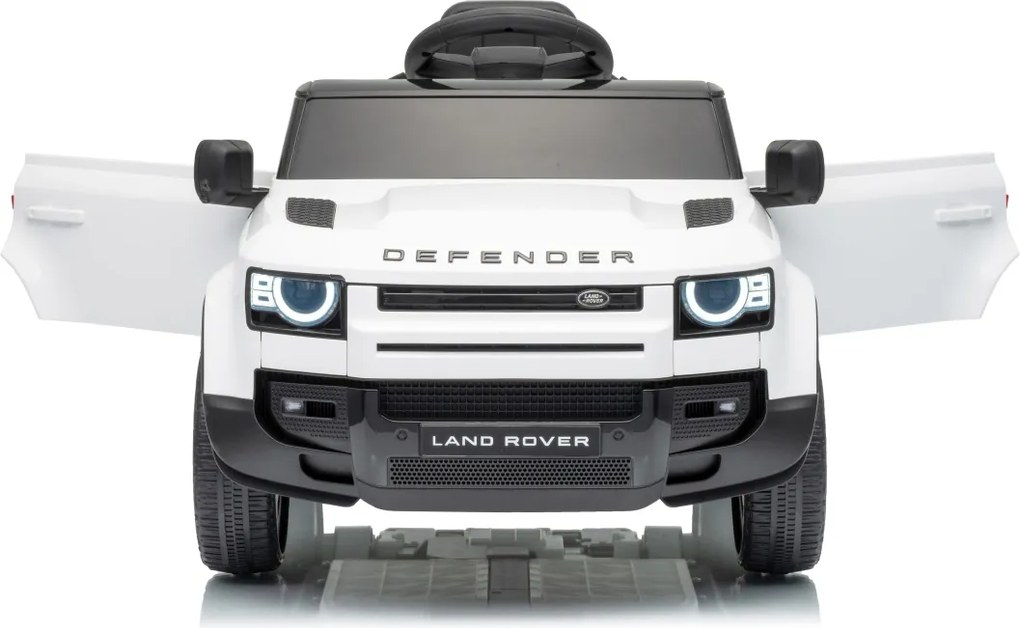 Carro elétrico para Crianças 12V 4x4 Land Rover Defender Rodas de espuma EVA, Assento Couro ecológico, Controlo remoto Branco