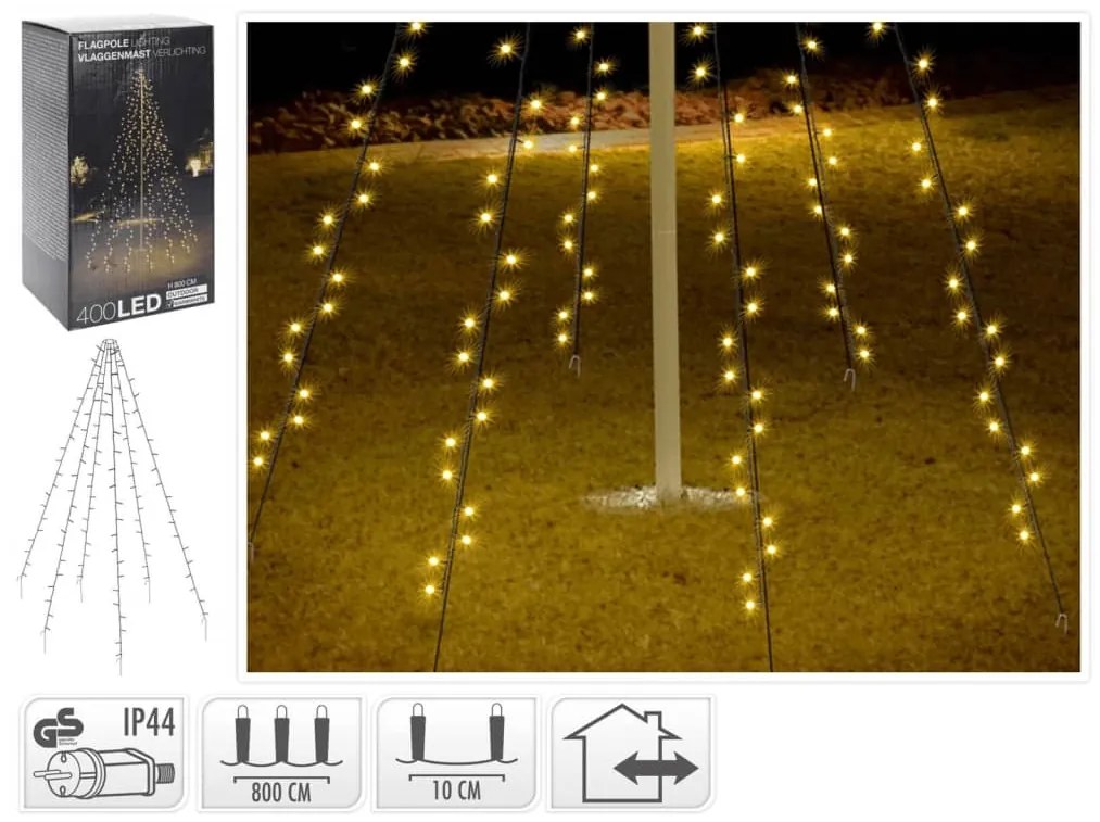 439751 Ambiance Iluminação natalícia para mastro 400 luzes LED 800 cm