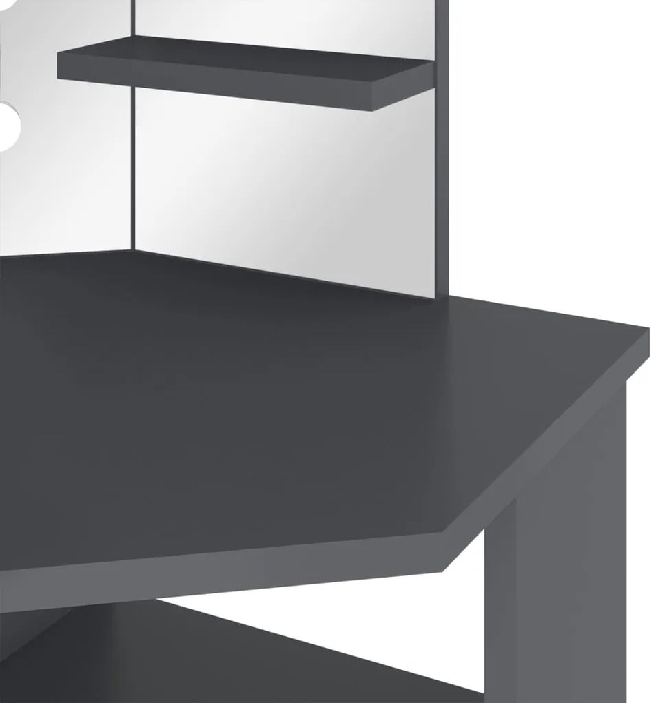 Toucador de canto com LED 111x54x141,5 cm cinzento