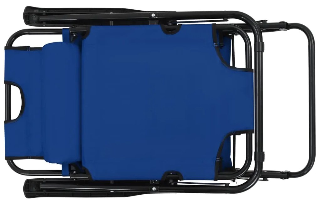 Espreguiçadeiras dobráveis com apoios de pé 2 pcs aço azul