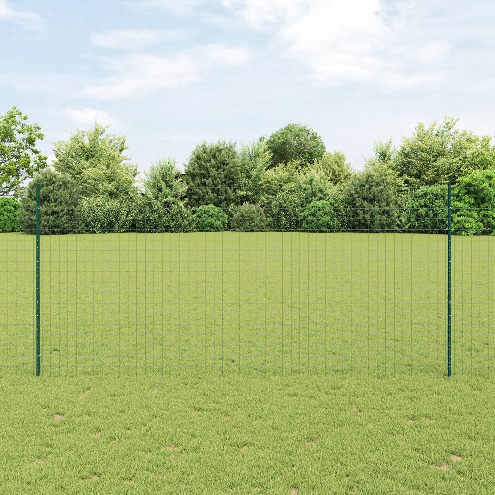 Cerca Euro com 5 Posts U Verde 1,4x10 m Aço