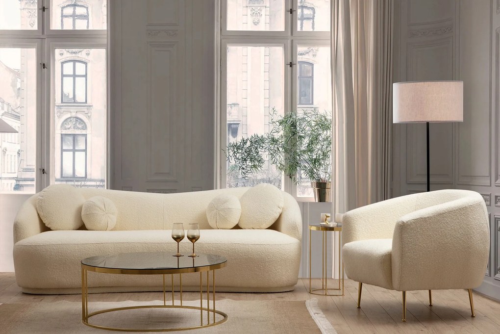 Sofá de 3 Lugares Ancona – Creme – 225x76x98 cm