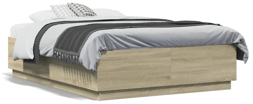 vidaXL Estrutura de cama 120x190 cm derivados madeira carvalho sonoma