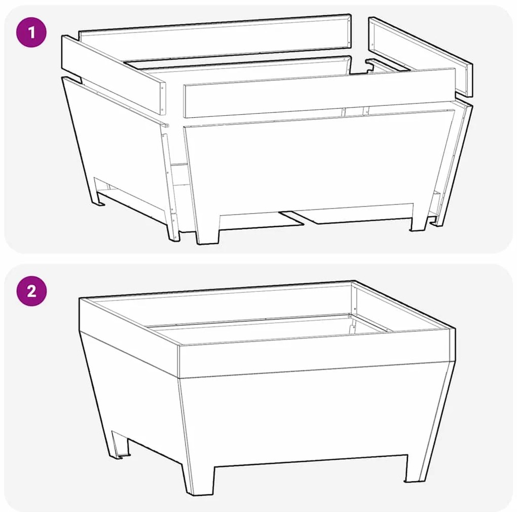 Fogo Fossa Quadrada Preta 80x80x43 cm em Aço da vidaXL