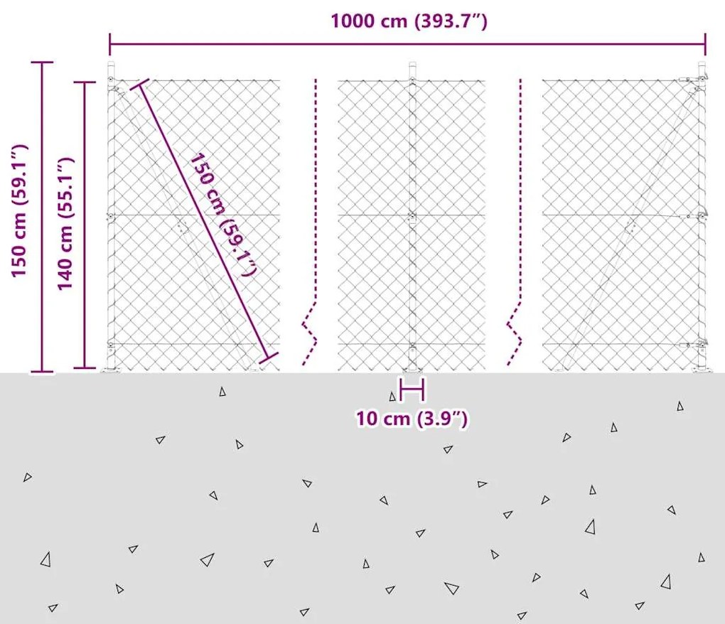 Conjunto de Postes de Cerca Prateado 10 x 1.4 m Aço Galvanizado