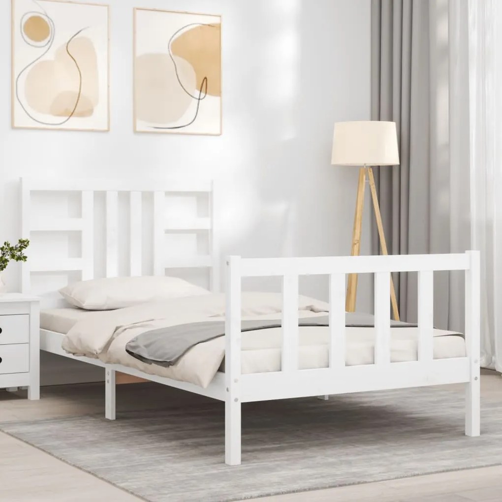 Cama sem colchão 100x200 cm madeira de pinho maciça branco