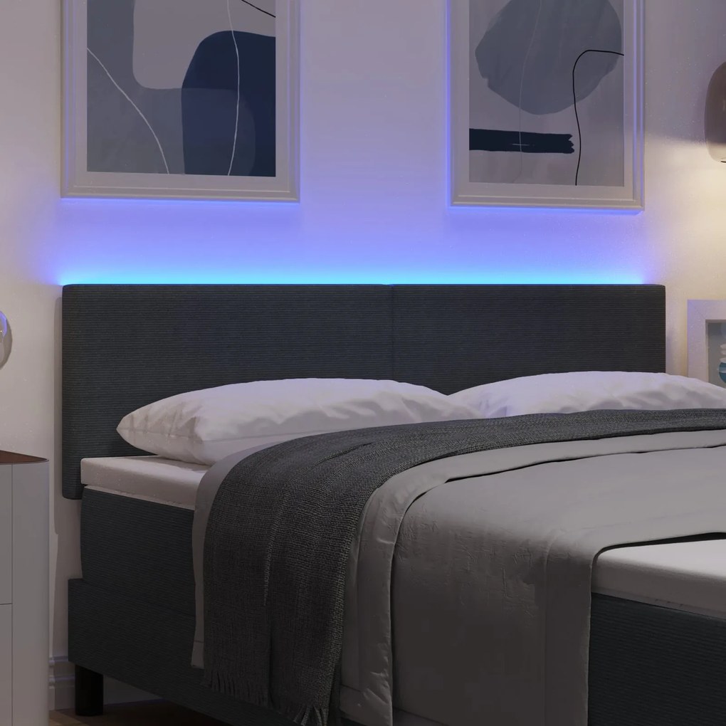 Cabeceira LED vidaXL Design Simples Cinza Escuro 80 cm Tecido de Velud