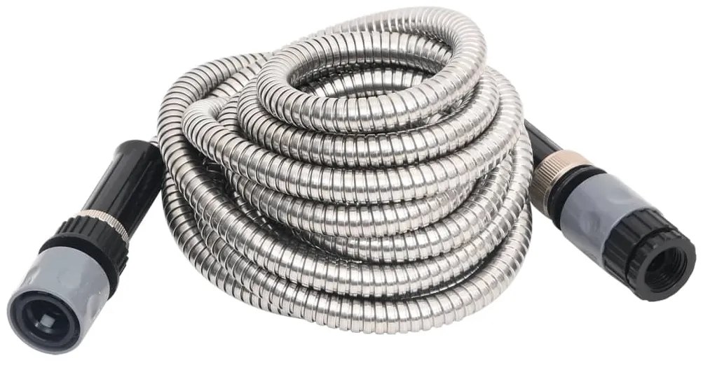 Mangueira jardim c/ pulverizador 0,6" 30 m aço inox. prateado