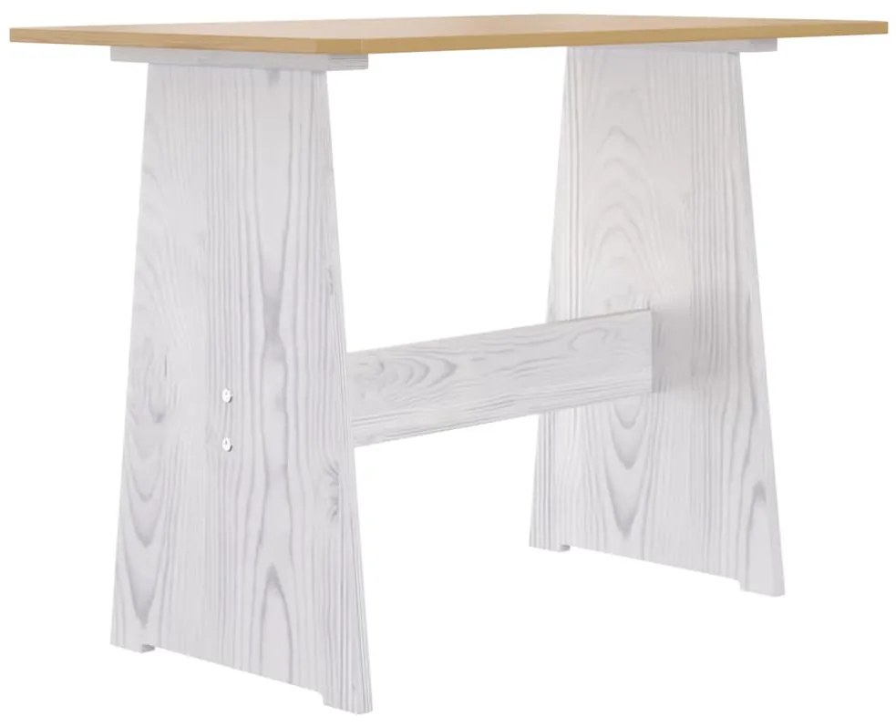 3 pcs conjunto de jantar REINE pinho maciço castanho mel/branco