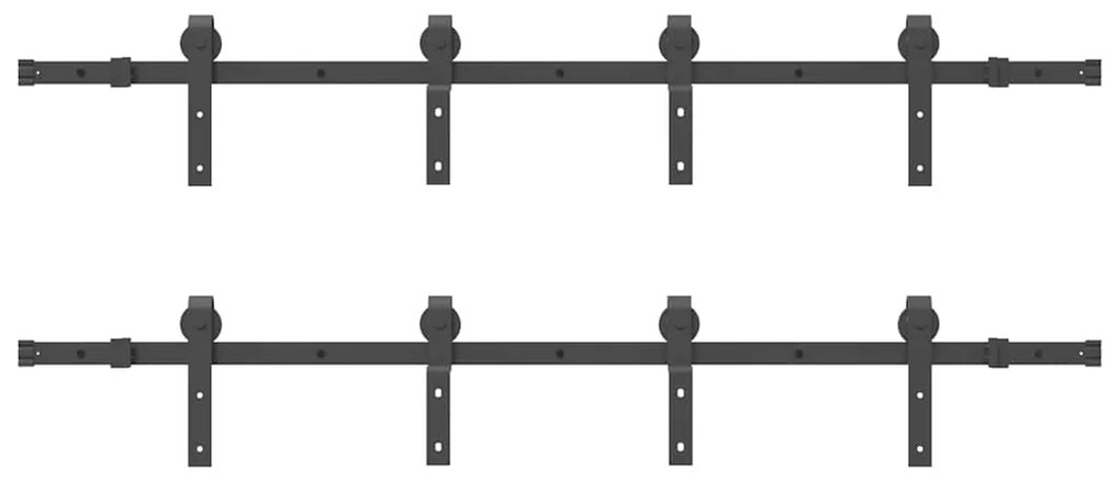 Kit de ferragens para porta deslizante 366 cm aço preto