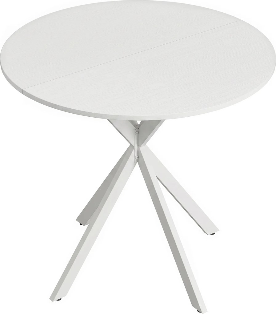 HOMCOM Mesa Redonda de Jantar para 2 Pessoas com Pés Cruzados em Aço, Ø80x75 cm, Branca | Aosom Portugal