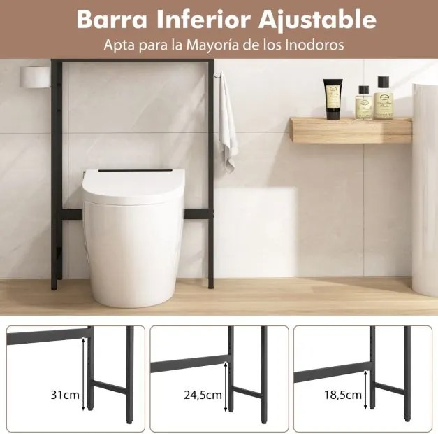 Armario para casa de banho sobre a sanita com 2 portas 23 x 63 x 165,5 cm Natural