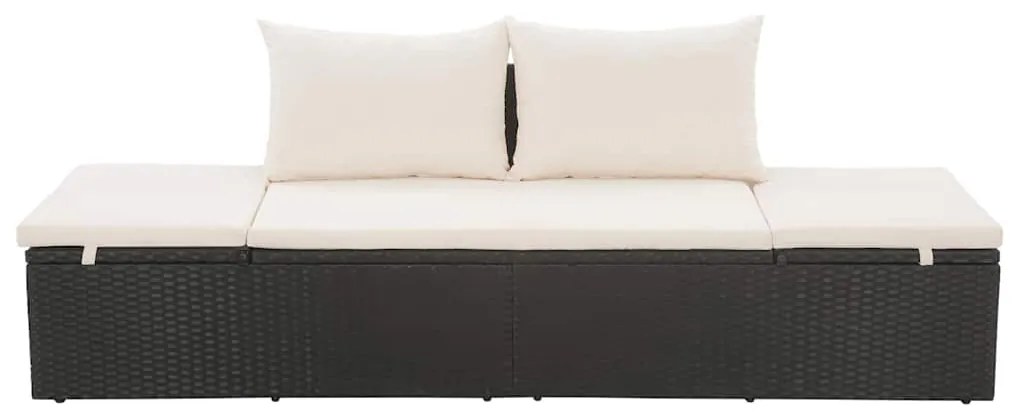 Espreguiçadeira de jardim 195x60 cm vime PE preto
