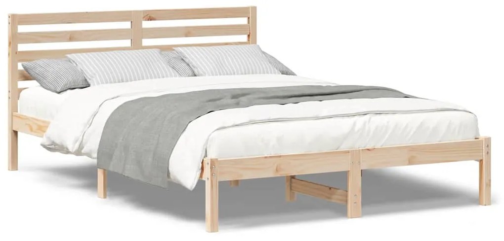Estrutura da Cama com cabeceira Castanho 140 x 220 cm