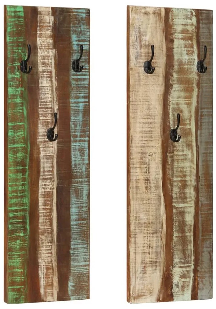 337067 vidaXL Bengaleiros parede 2 pcs 36x3x110 cm madeira recuperada maciça