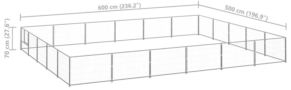 Canil para cães 30 m² aço prateado