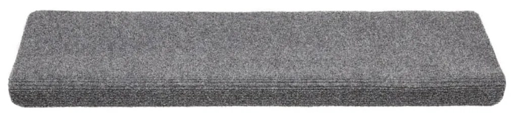 Tapetes de escada 5 pcs 65x21x4 cm agulhado cinzento-claro