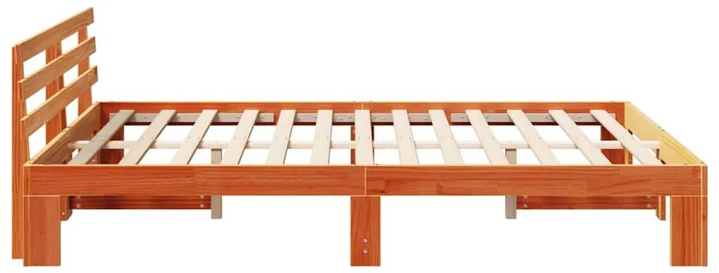 Estrutura de Cama de Madeira de Pinho Castanho Encerado