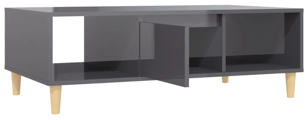 Mesa de centro 103,5x60x35 cm contraplacado cinzento brilhante