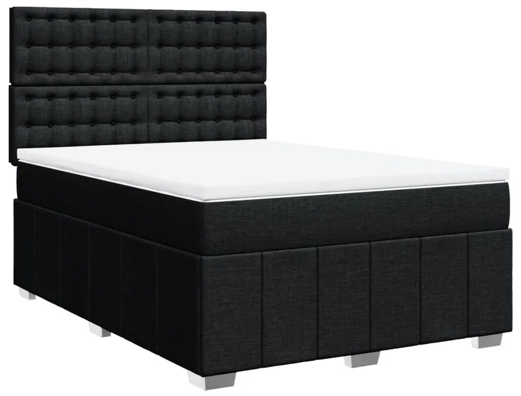 Cama com molas/colchão 140x200 cm tecido preto